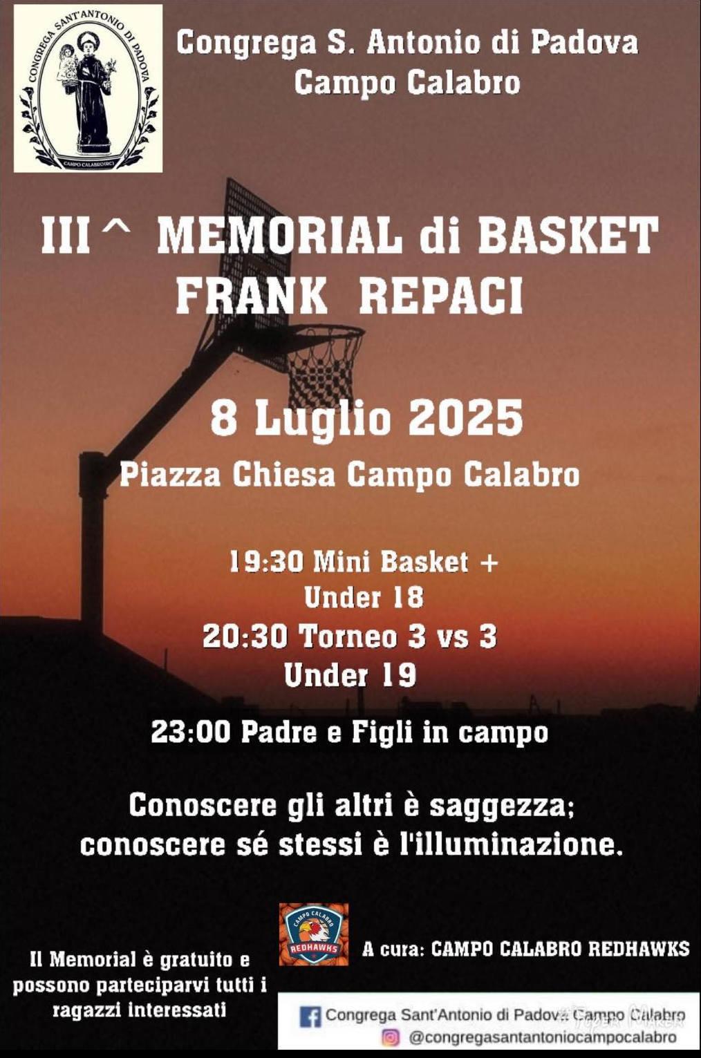evento locandina 3 memorial di basket frank repaci