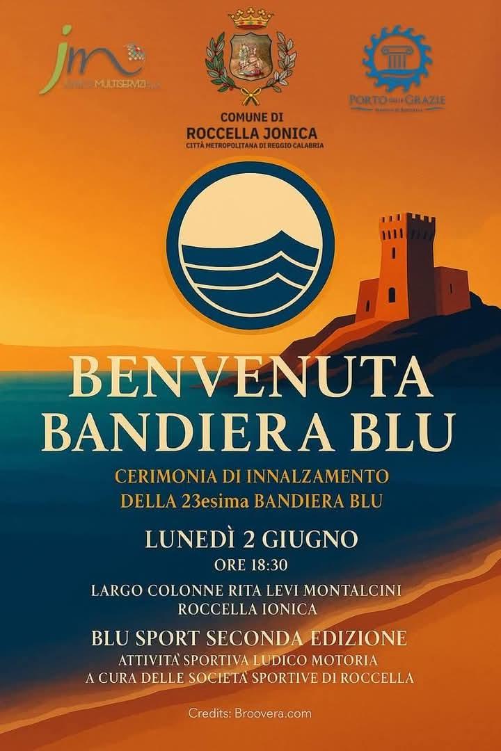 evento locandina benvenuta bandiera blu