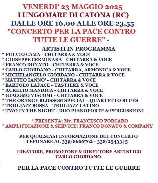 evento locandina concerto per la pace contro tutte le guerre