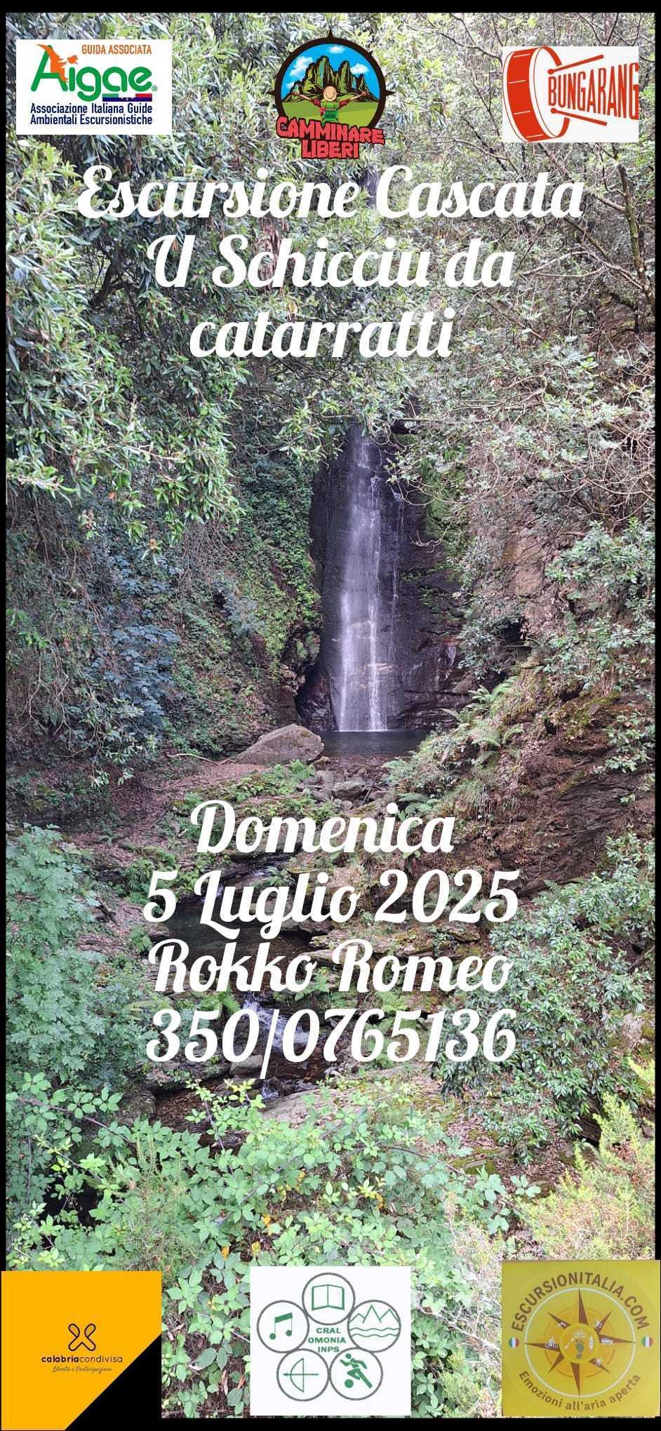 evento locandina escursione cascata u schicciu da catarratti
