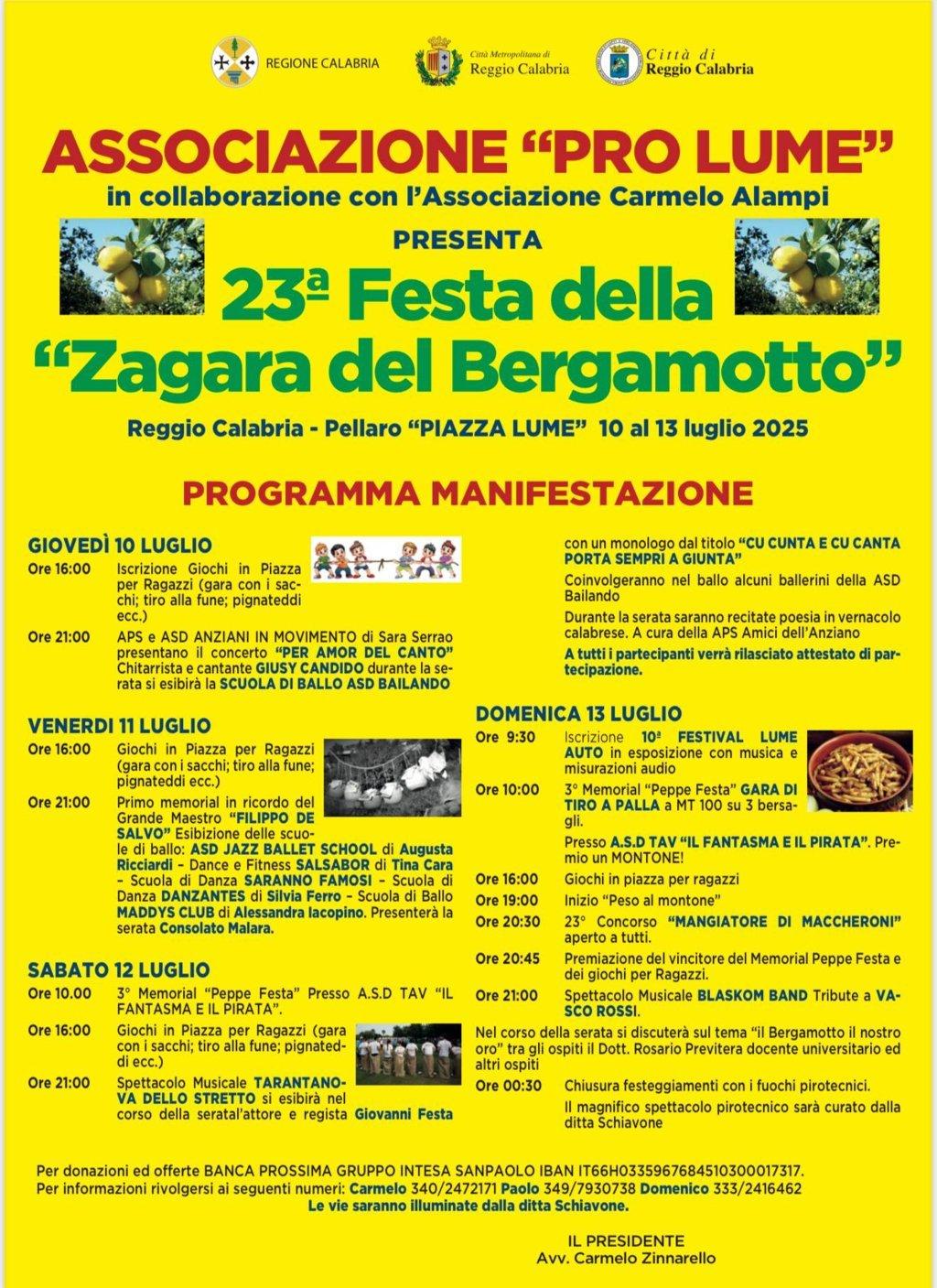 evento locandina festa della zagara e del bergamotto 2025