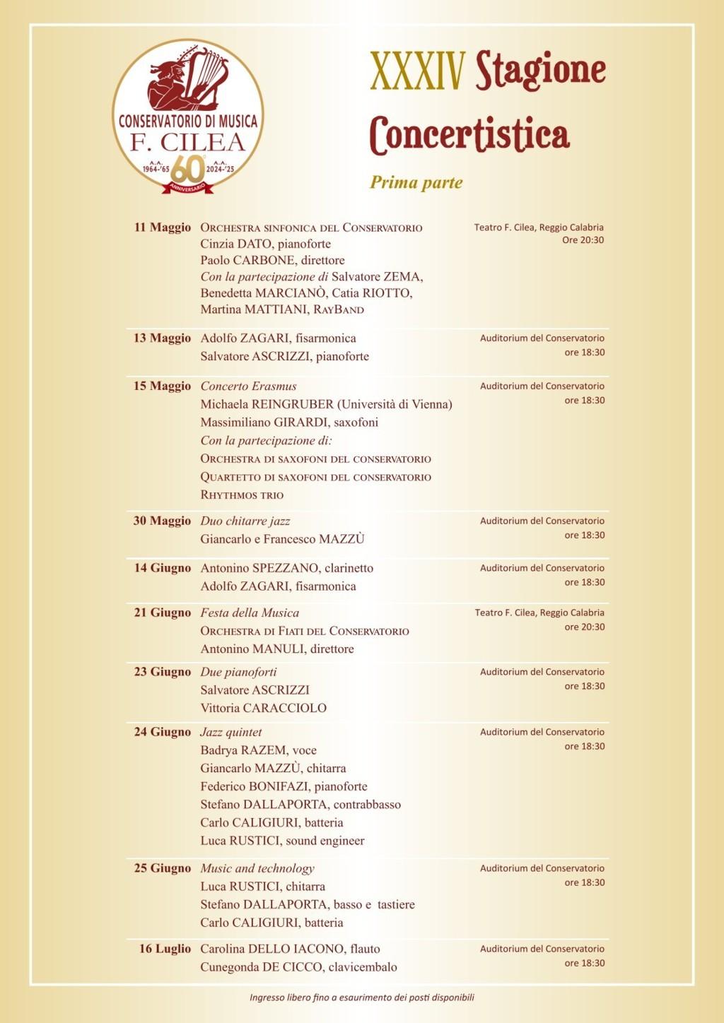 evento locandina stagione concertistica conservatorio cilea 2025 parte 1