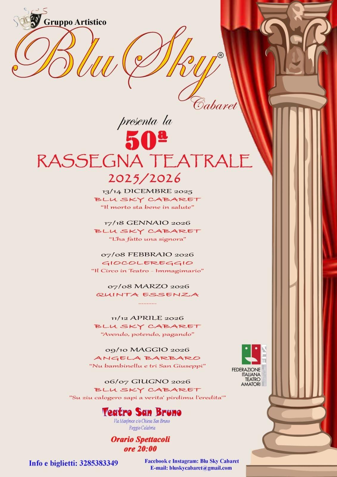 evento locandina stagione teatrale blu sky cabaret 2025 2026