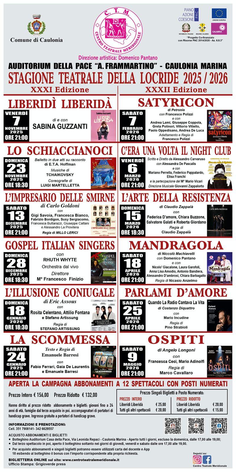 evento locandina stagione teatrale della locride 2025 2026 caulonia