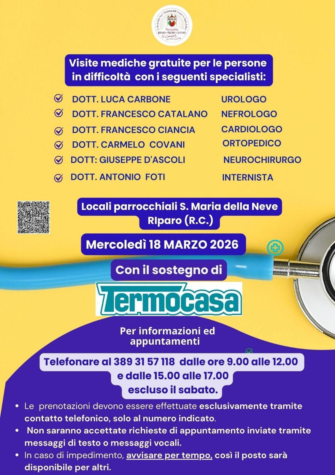 evento locandina visite mediche riparo